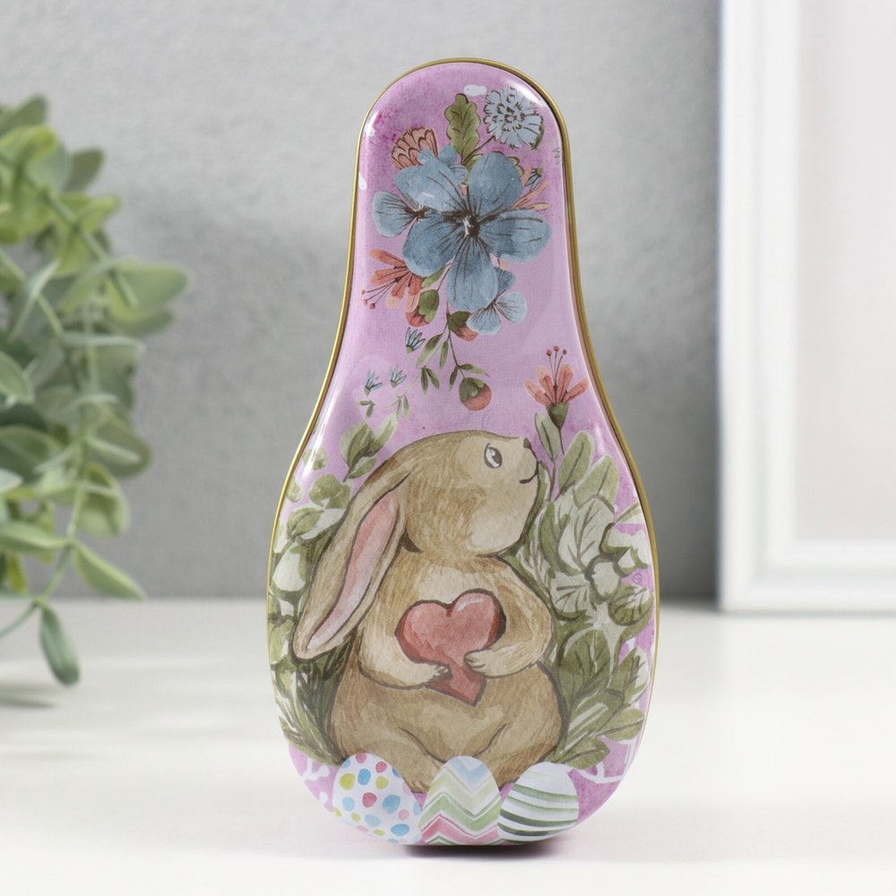Шкатулка металл "Заяц с сердечком" 14,5х7х5 см 10500816