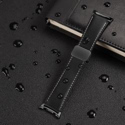 Ремешок из натуральной кожи черного цвета от Dux Ducis для смарт часов Samsung Galaxy Watch 8 (40 и 44мм), серия YA Series
