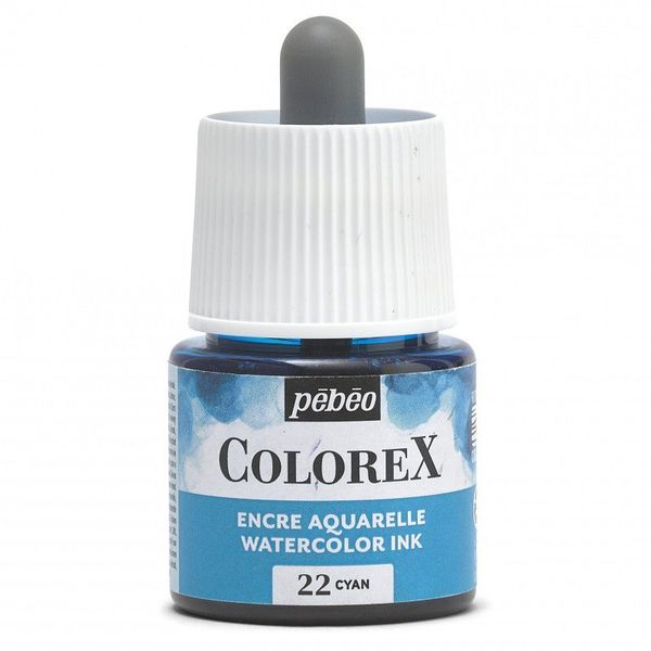 Краска акварель акварельные чернила Colorex 45 мл, циан, Pebeo 417022