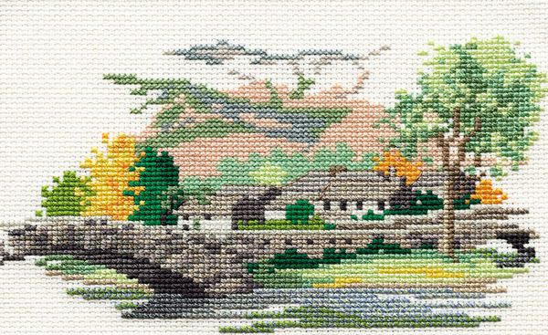 Набор для вышивания нитками Derwentwater Designs, Grange in Borrowdale, 18х11 см