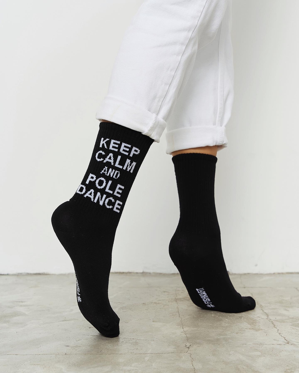 Носки женские высокие черные " KEEP CALM AND POLE DANCE "