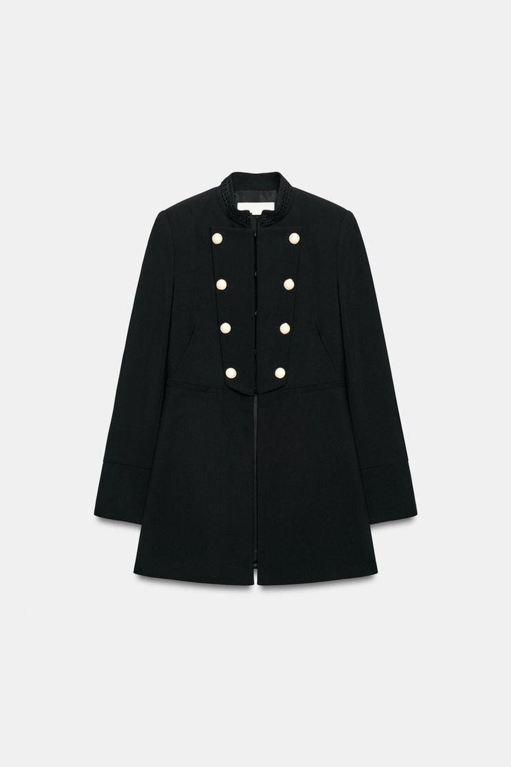 ZARA ПРИТАЛЕННОЕ ПАЛЬТО С ПУГОВИЦАМИ, ЧЕРНЫЙ