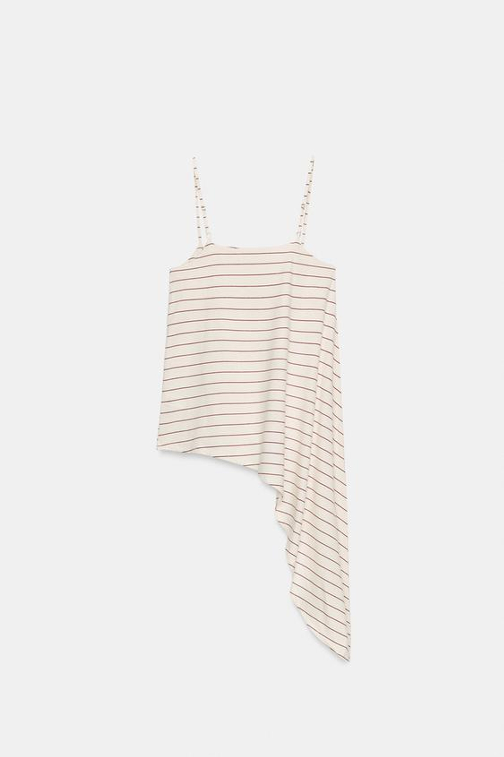 ZARA АСИММЕТРИЧНЫЙ ТОП В ПОЛОСКУ, КРАСНАЯ ПОЛОСКА