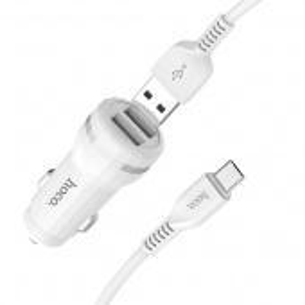 Автомобильное зарядное устройство USB Hoco Z27 (2 порта, кабель Type-C)