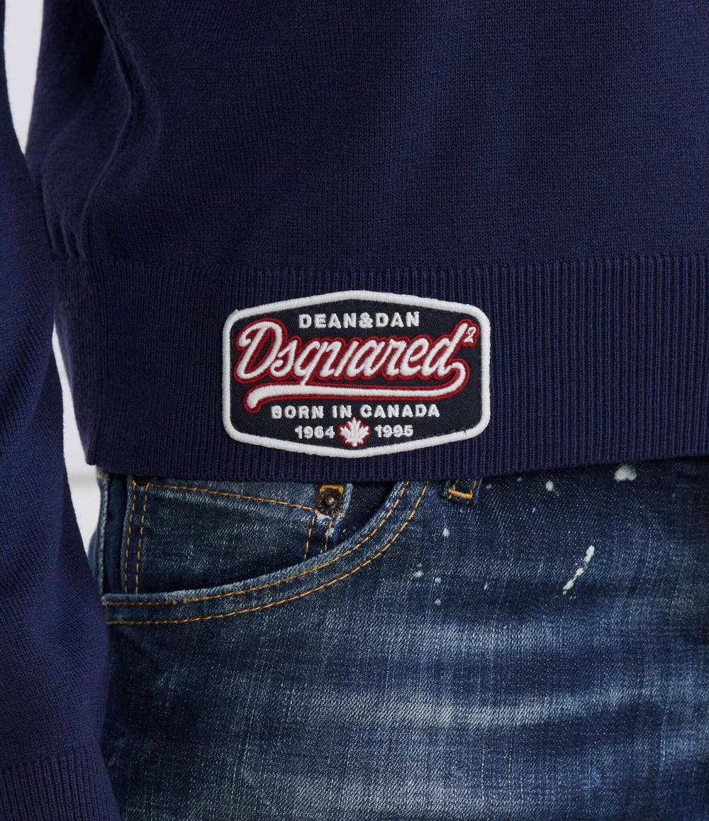 Хлопковый свитер college shetland pullover Dsquared2 - темно-синий(S71HA1217 S18366)