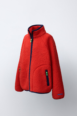 ZARA КУРТКА ИЗ ИСКУССТВЕННОЙ ОВЧИНЫ, КРАСНЫЙ