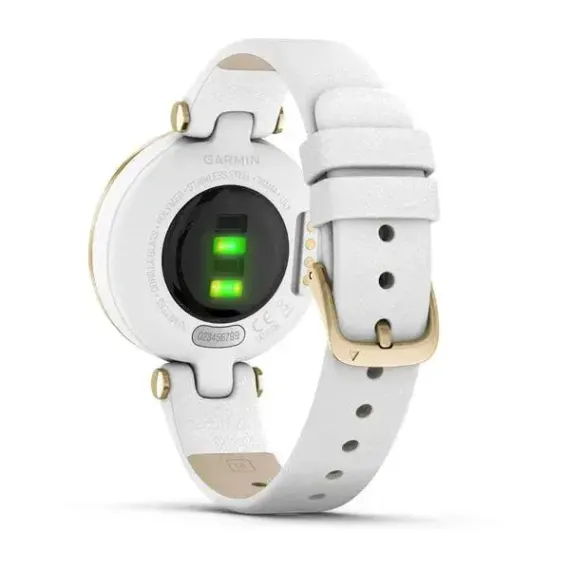 Garmin Lily светло-золотистый безель, белый корпус и итальянский кожаный ремешок