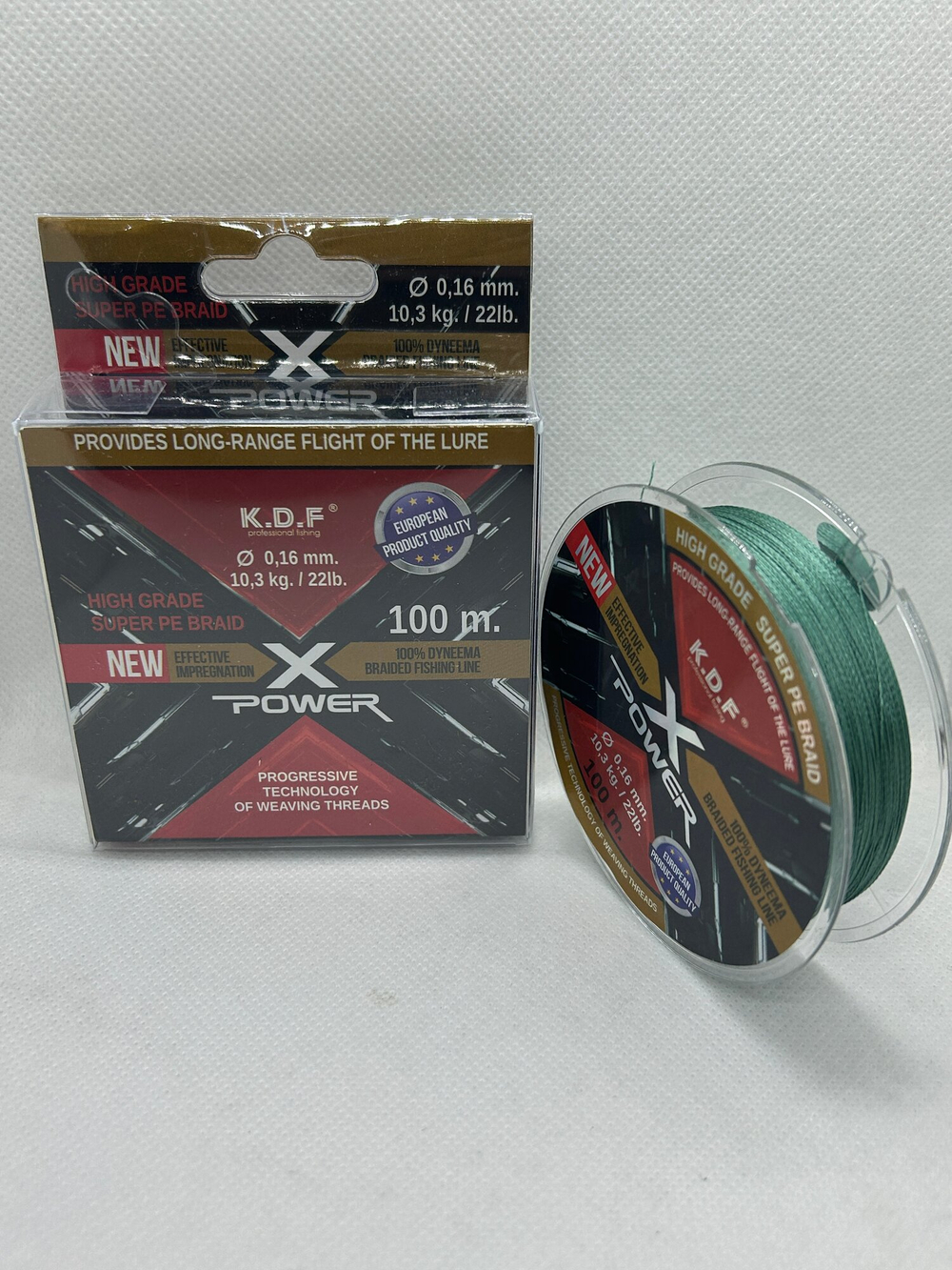 Плетеный шнур "X-Power", темно-зеленый, диаметр 0.16 мм, разрывная нагрузка 10,3 кг, 100 м