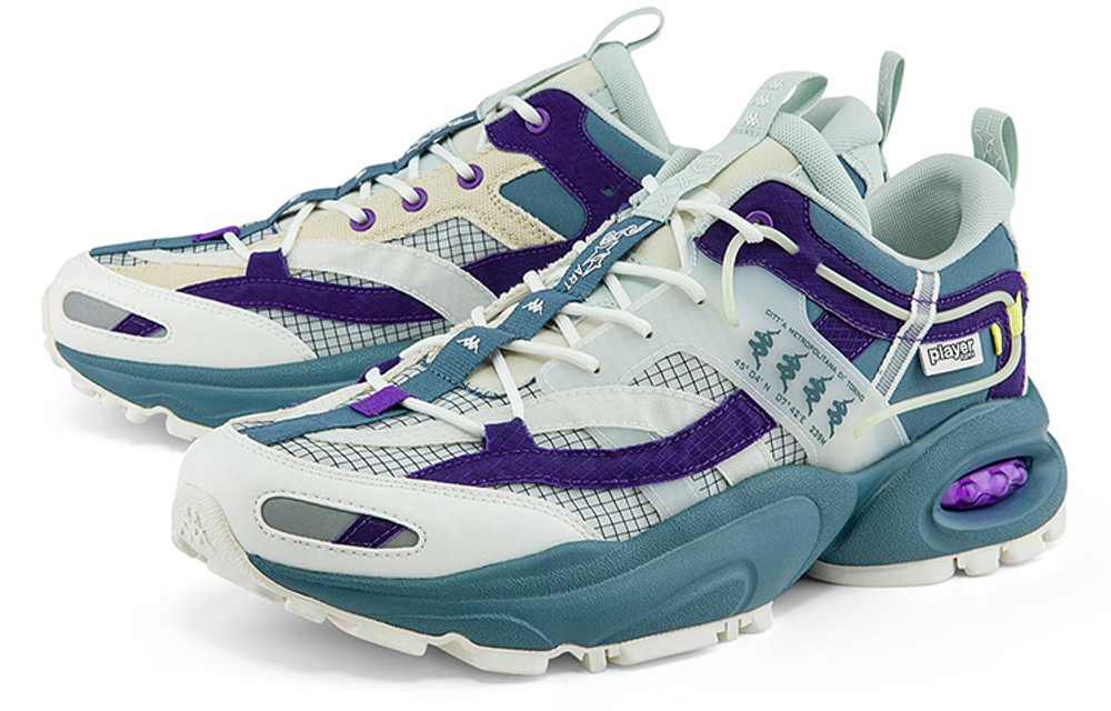 Kappa Player Collection Chunky Sneakers Unisex Low top Lichen Limestone/Korean White/Blue Purple