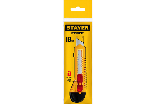 Упрочненный нож STAYER Force из АБС пластика, сегментированные лезвия 18 мм 0911_z01