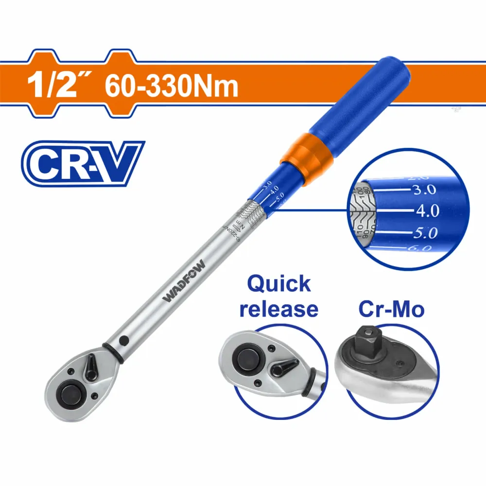 Ключ динамометрический WADFOW WWQ4D12 1/2" 565 мм 60-330 Нм