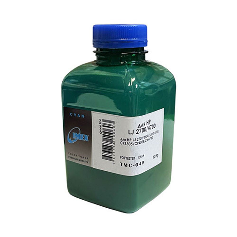Тонер для HP Color LJ 2700/3600/3800/4700/CP 3505/4005/CM4730 (135гр, голубой, Polyester, TMC040 IMEX) Green Line Тонер для HP Color LJ 2700/3600/3800/4700/CP 3505/4005/CM4730 (135гр, голубой, Polyester, TMC040 IMEX) Green Line