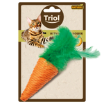 TRIOL Natural Игрушка для кошек «Морковка с перьями» из бумаги и перьев, 7,5/14 см