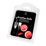 Набор из 2 шариков с массажным маслом с ароматом шампанского и клубники Secret Play Brazilian Balls