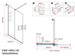 Душевая перегородка Vincea Волк-Ин (Walk-In) VSW-1WSL120CGGM, 1200*2000, вороненая сталь, стекло тонированное