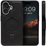Business style чехол из кожи для IPHONE 16 с кольцом-подставкой и бархатной подкладкой