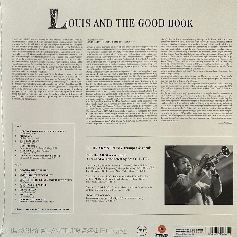 Louis Armstrong And His All-Stars With The Sy Oliver Choir - Louis And The Good Book (Европа 2019г.) Orange