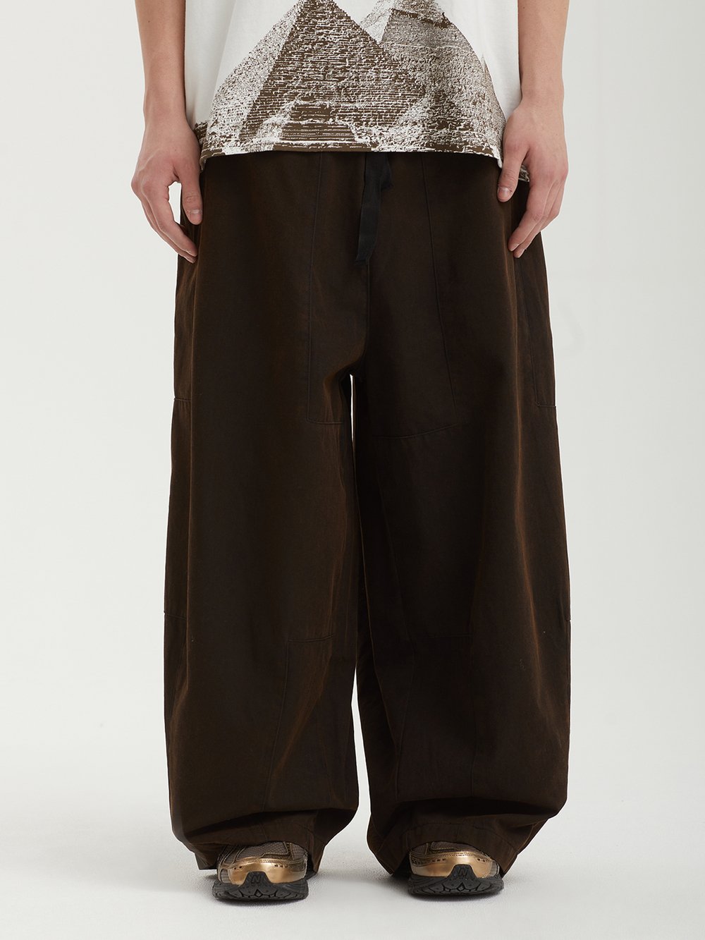 Мужские Брюки Paneled Herringbone Washed Balloon