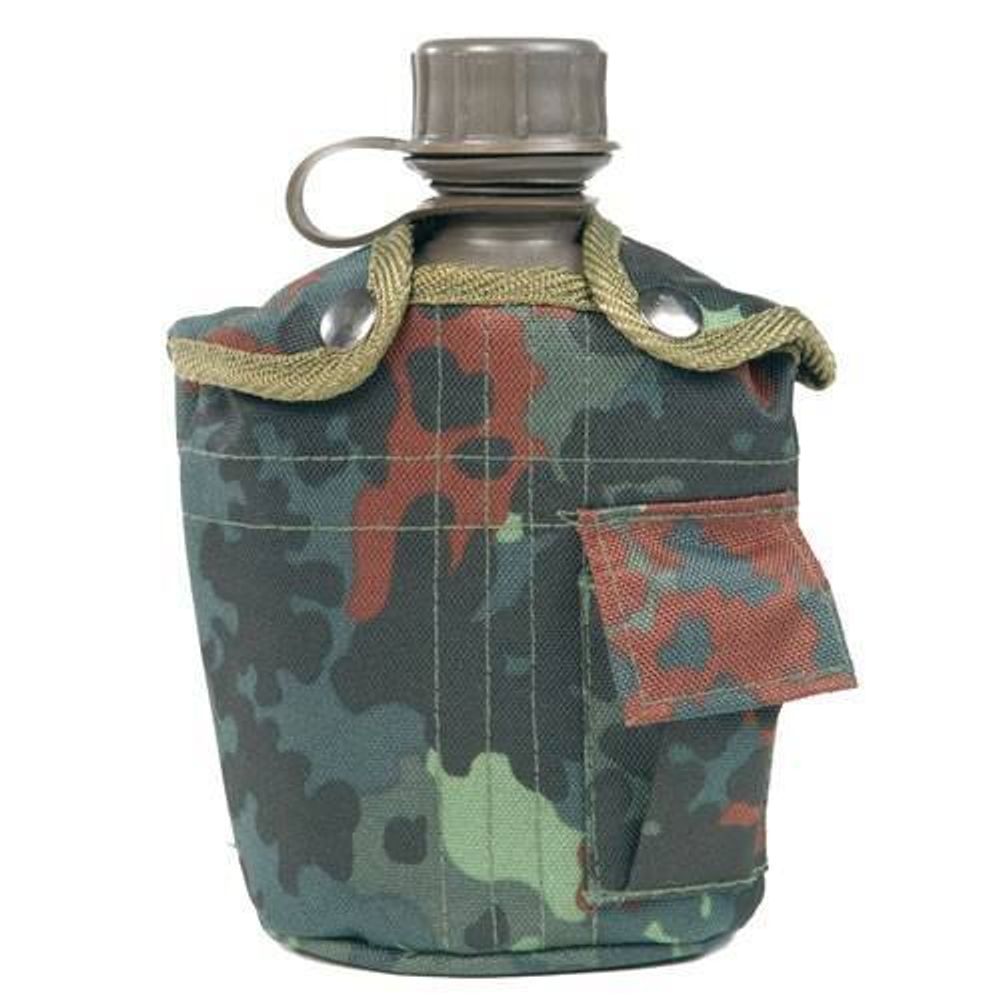 Фляга пластиковая US с чехлом Flecktarn