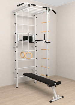 Шведская стенка Sv Pro рукоход 855 (Турник Pro рукоход/Брусья/стойка/Скамья/Канат/Кольца/Лестница)