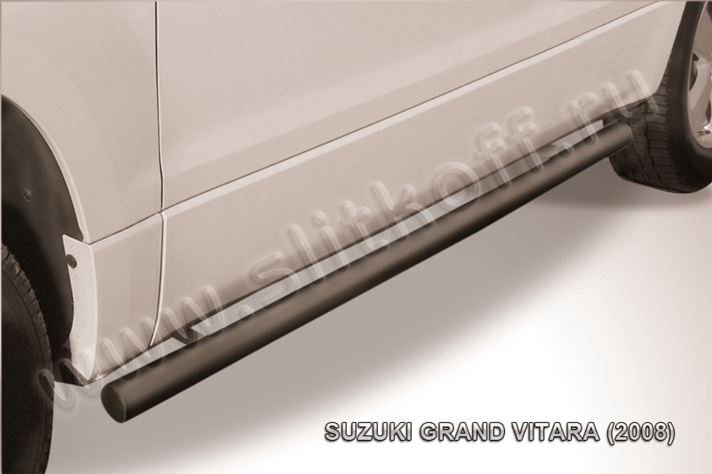 Пороги стальные Suzuki Grand Vitara 3дв (2008-2012) d76 труба (серебристые)