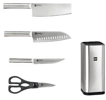 Набор кухонных ножей Xiaomi HuoHou Stainless steel kitchen Knife set (HU0095) серебристый