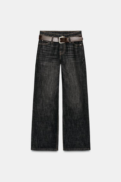 ZARA ДЖИНСЫ Z1975 STRAIGHT СО СРЕДНЕЙ ПОСАДКОЙ И ПОЯСОМ, ТЕМНО-СЕРЫЙ