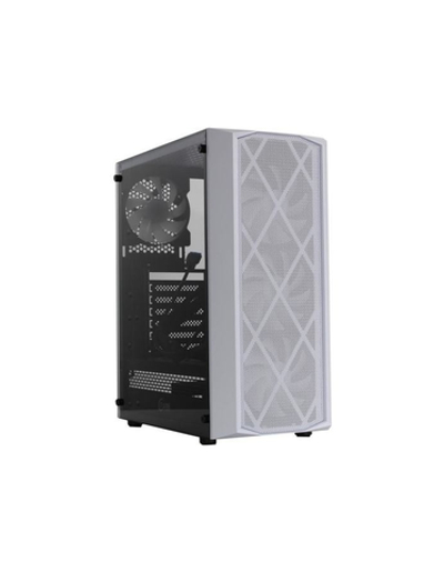 Powercase CMRMW-L4 Корпус Rhombus X4 White, Tempered Glass, Mesh, 4x 120mm 5-color LED fan, белый, ATX  (CMRMW-L4)