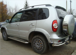 Защита заднего бампера «Уголки двойные»  (Ø=63,5 мм), Chevrolet Niva (03.2009 -)/Lada Niva (07.2020 -) (нержавеющая сталь)