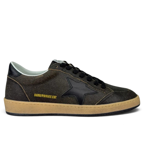 Men's Golden Goose Ball Star in Dark Brown with Black Star