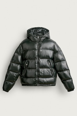 ZARA ПУХОВИК 80/20 WATER REPELLENT, ТЕМНЫЙ ХАКИ