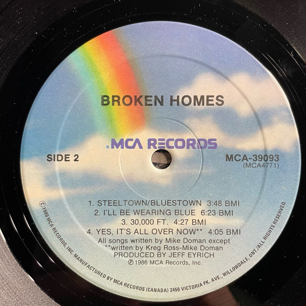 Винтажная виниловая пластинка LP Broken Homes (Канада 1986)