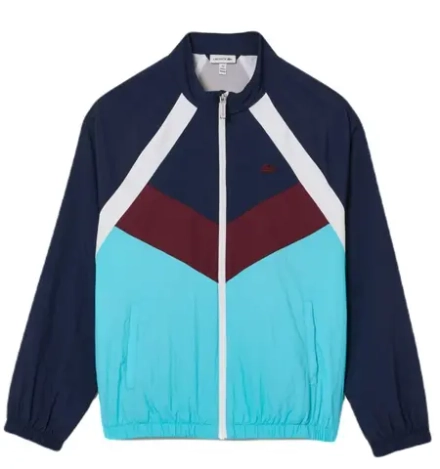 Детская теннисная толстовка Lacoste Recycled Fiber Colourblock Zipped - navy blue/white/bordeuax/blue