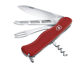 Нож Victorinox Cheese Master, 111 мм, 8 функций, с фиксатором лезвия, красный