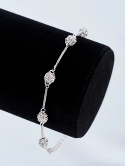 Браслет Серебряные шарики с кристаллами Swarovski