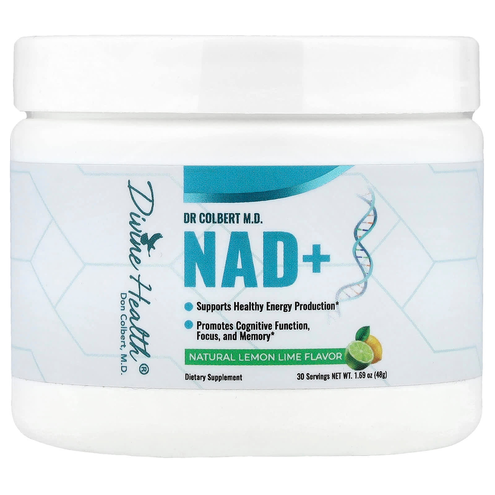 Divine Health, Компания Dr. Coliber MD, NAD+, со вкусом лимона и лайма, 48 г (1,69 унции)