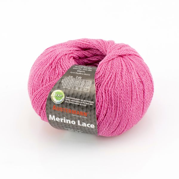 Пряжа Austermann (Аустерманн) Merino Lace EXP / уп.5 мот. по 50 г, 400м, ярко-розовый