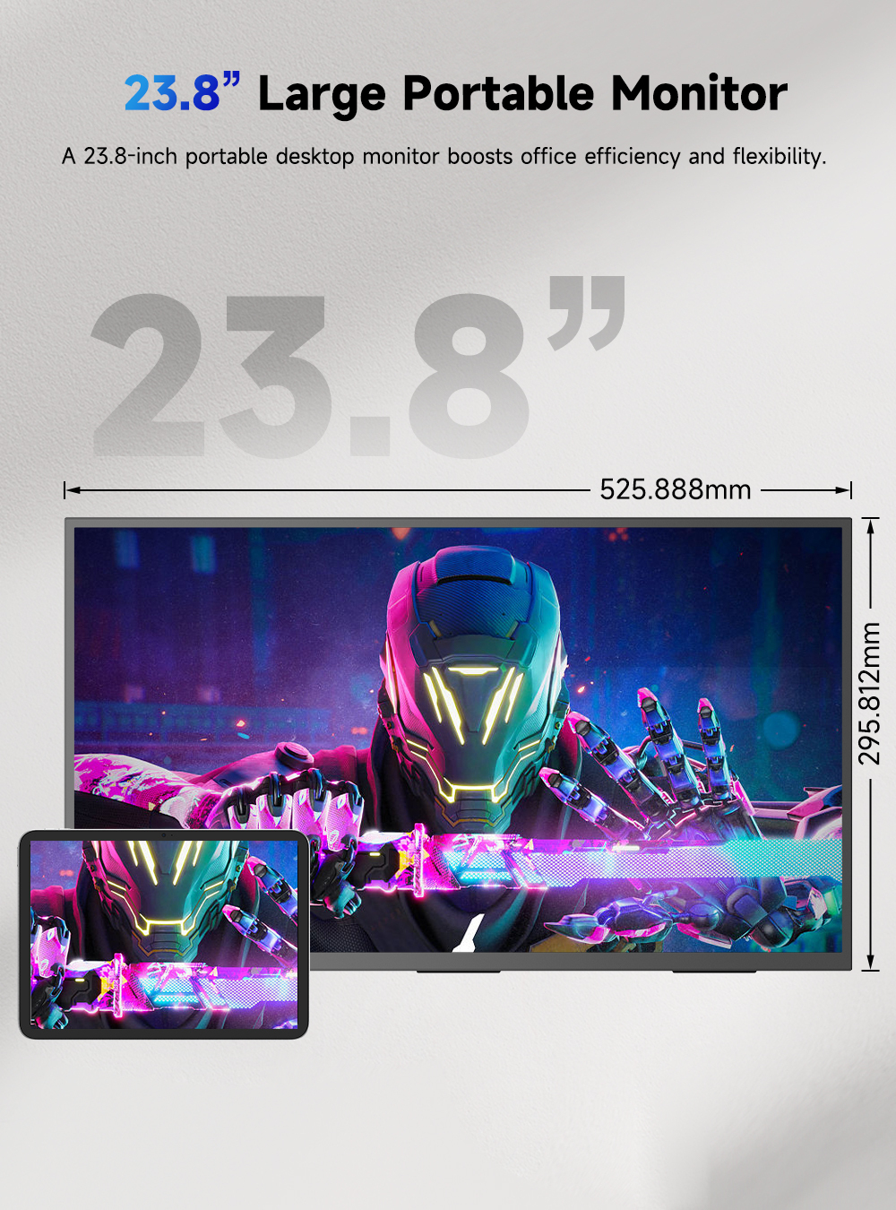 23.8" Портативный сенсорный монитор Umax22 Pro Touch UPERFECT FHD 1920x1080, 120 Гц, IPS