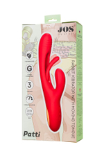 Красный вибратор-кролик с двигающимся язычком Patti - 24 см. (Цвет: красный)
