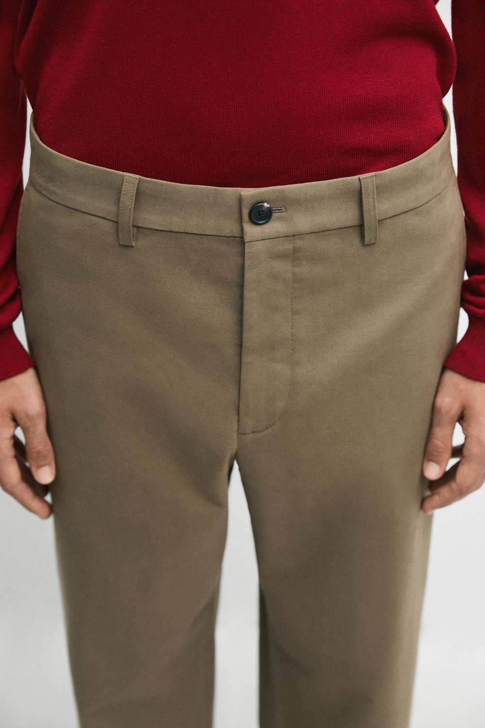 Massimo Dutti Брюки прямого кроя из смесового хлопка, норка