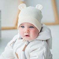 Шапка трикотажная двухслойная с ушками "Молоко" 0+