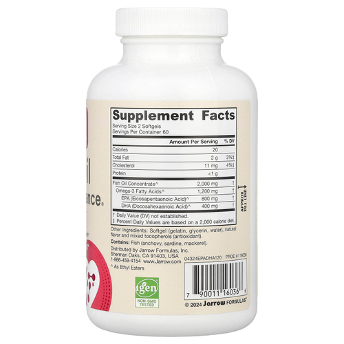Jarrow Formulas, EPA-DHA Balance®, рыбий жир с ЭПК и ДГК,120 капсул