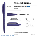 Ручка шариковая автоматическая 0.5 мм, синяя "SlimClick. Original", 3 цвета корп. (Bruno Visconti)