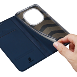 Чехол книжка из PU кожи синего цвета от Dux Ducis для Xiaomi Redmi Note 14 Pro 4G, серия Skin Pro Series Case