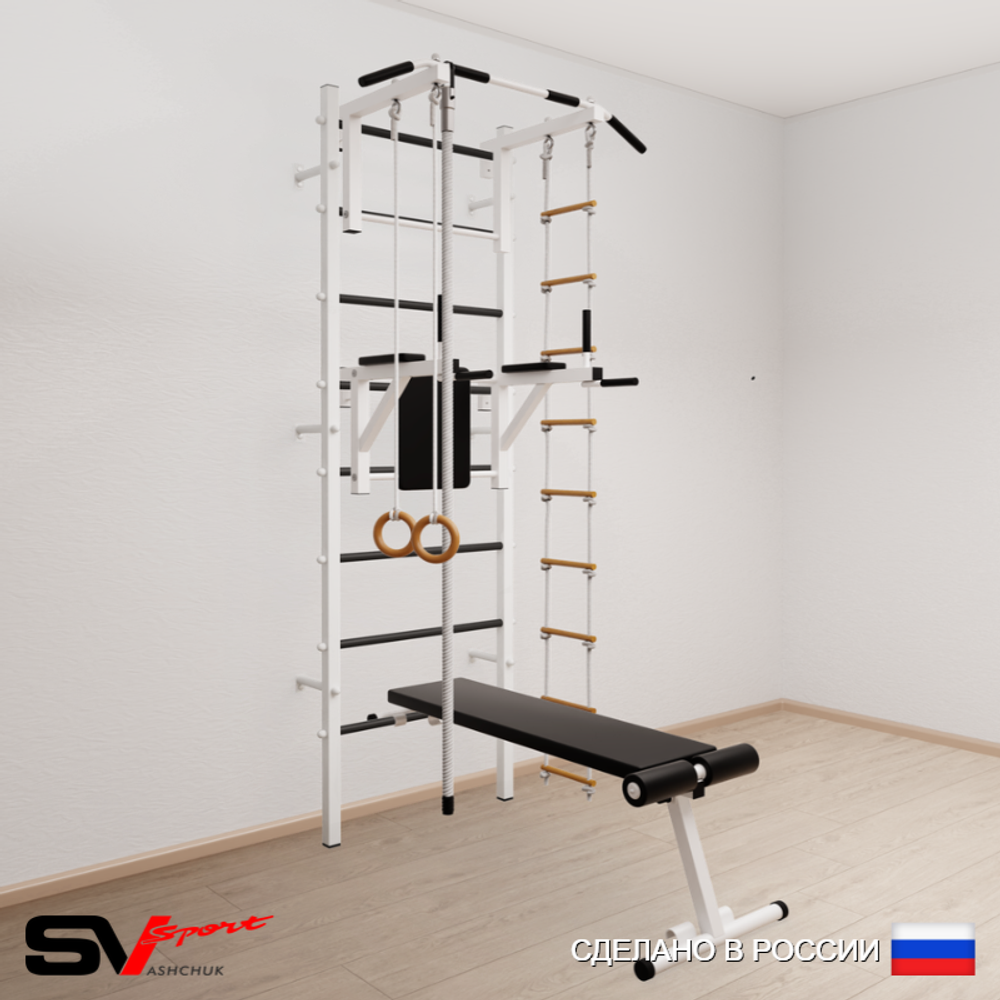 Шведская стенка Sv Sport 506 (Турник стандарт/Брусья/Скамья/Канат/Кольца/Лестница)