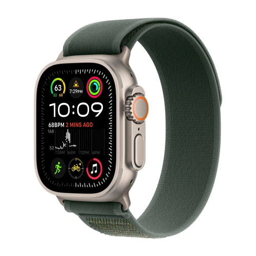 Умные часы Apple Watch Ultra 2 (2024) GPS + Cellular, 49mm, Natural Titanium Case with Green Trail Loop M/L, (Зеленый)