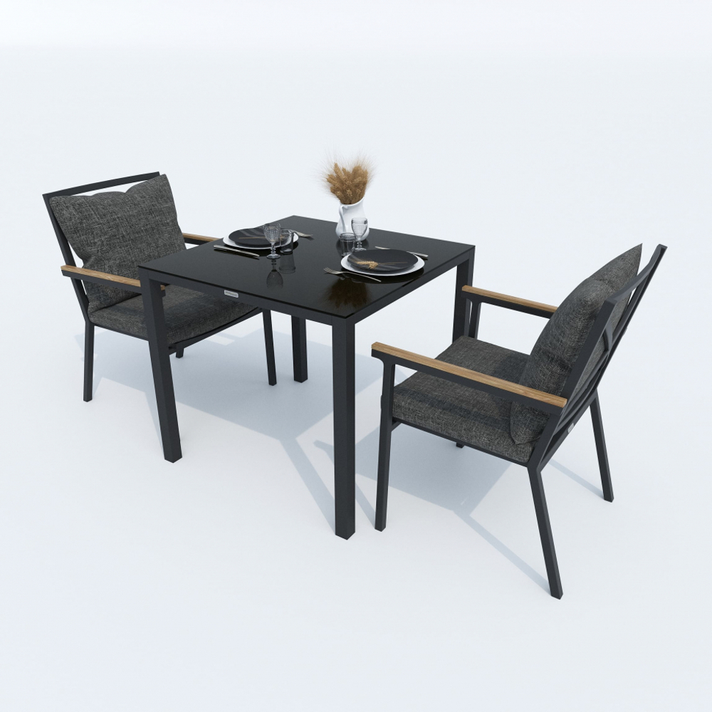Стол обеденный КАНА алюминий, стекло 80x80 см (4 ножки)