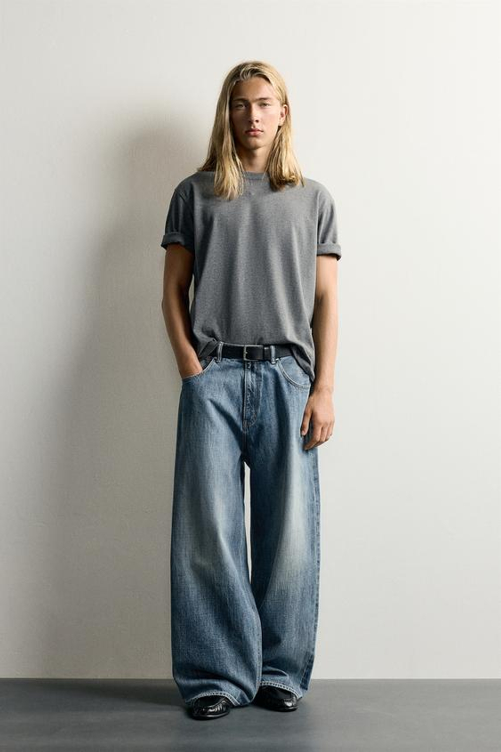ZARA ДЖИНСЫ BAGGY FIT, СИНИЙ