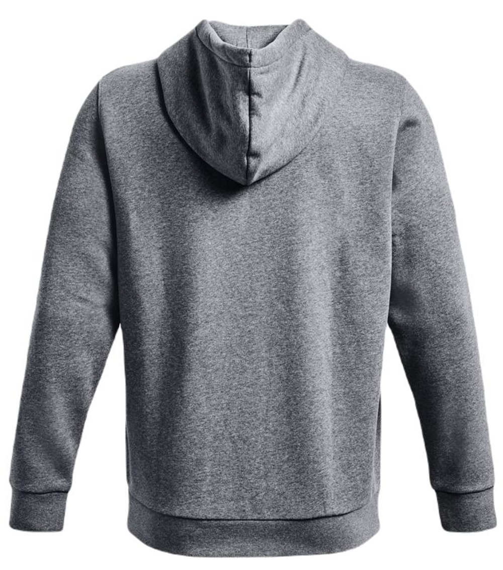 Мужская теннисная толстовка Under Armour Men's UA Essential Fleece Full-Zip — pitch gray medium heather/white