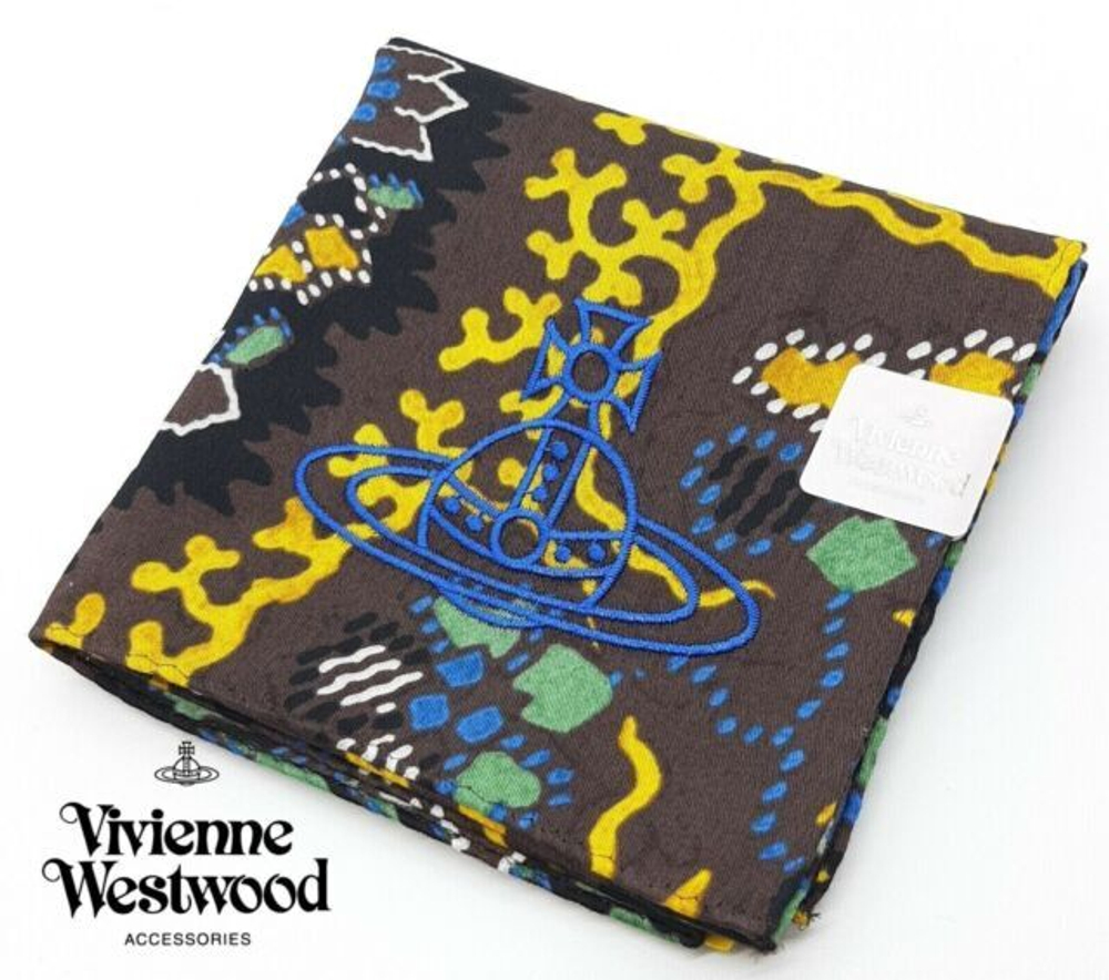 VIVIENNE WESTWOOD ПЛАТОК КОРИЧНЕВЫЙ С ВЫШИВКОЙ ЛОГОТИПА